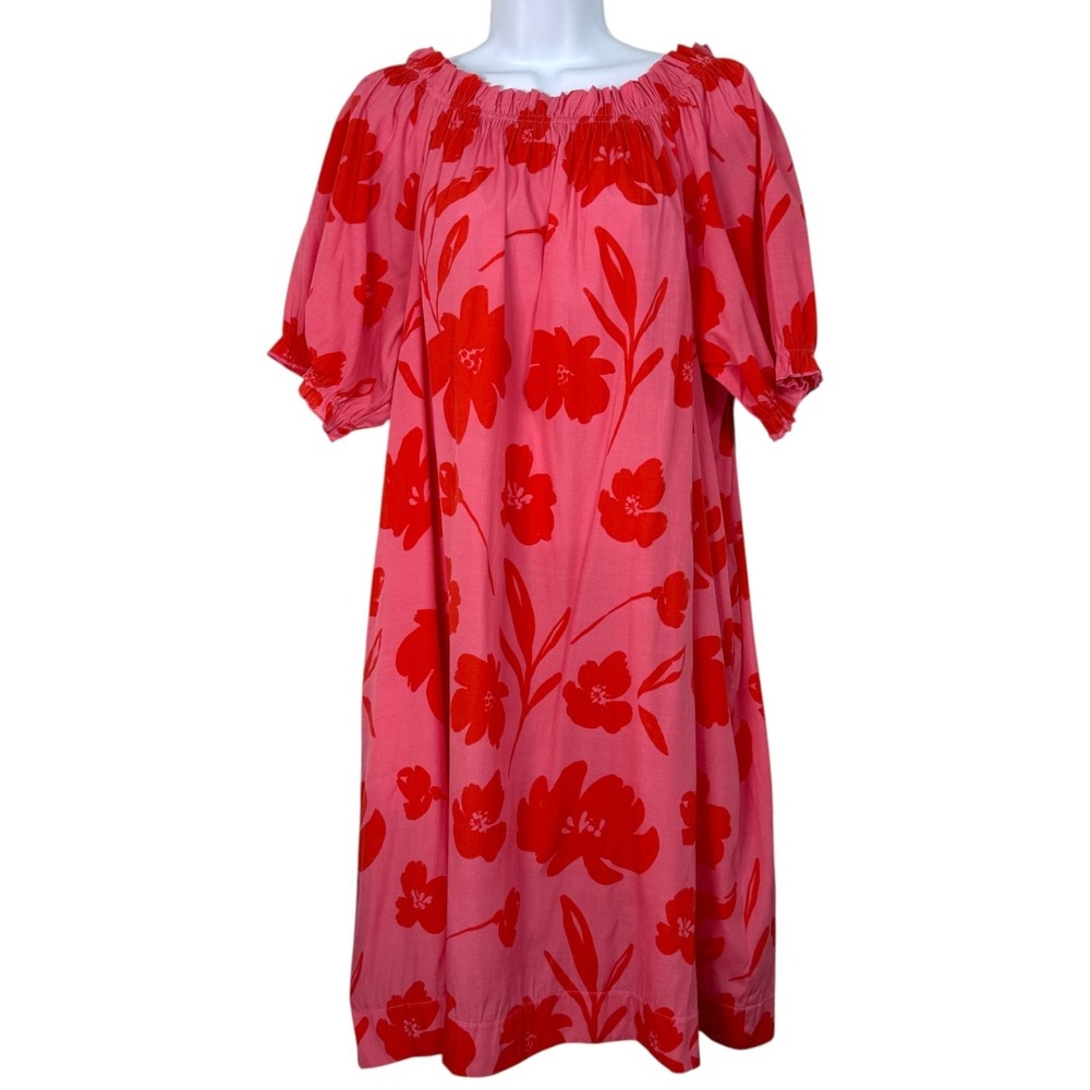 Mersea Ibiza Floral Dress Sz XL Pink Red Coastal Cottage Boho Romantic Resort - Picture 2 of 8